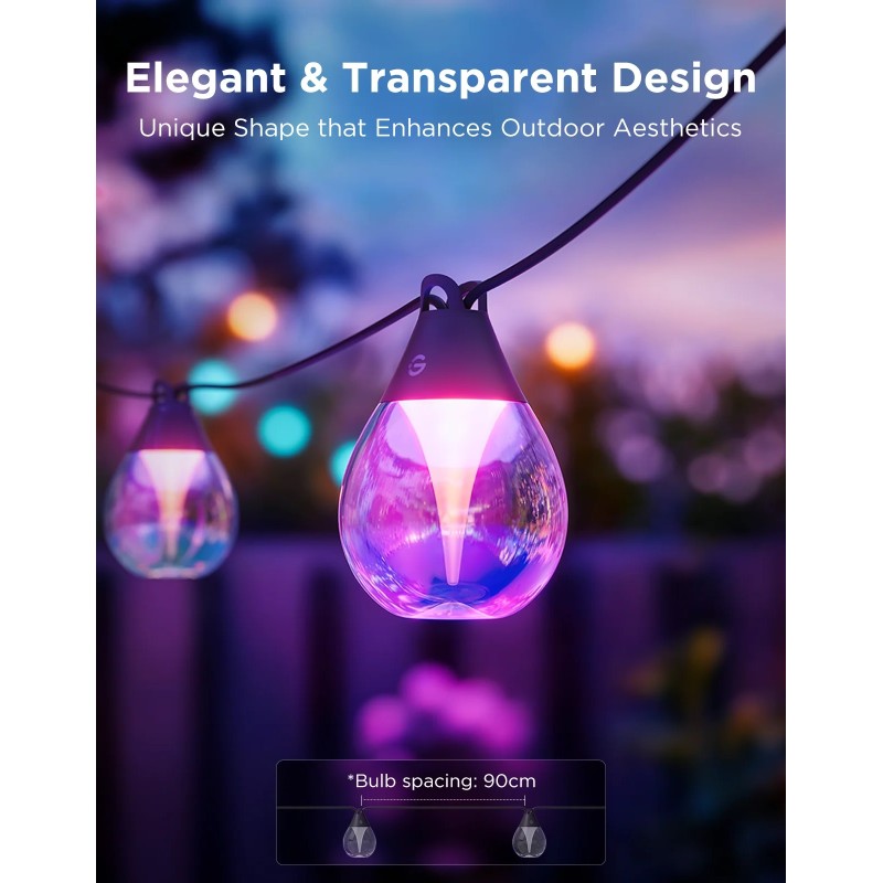 Buy Govee Outdoor Smart String Lights - H7025CB1 - RGBICW in Cyprus, Nicosia, Limassol, Larnaka, Pafos