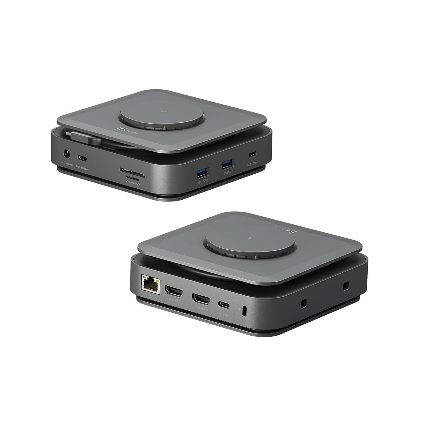 j5create Dock USB-C Dual Display 4K MST MacBookM3 HDMI RJ45 SD USB PD + Wireless Charger + 140W PSU UK JCD3199P