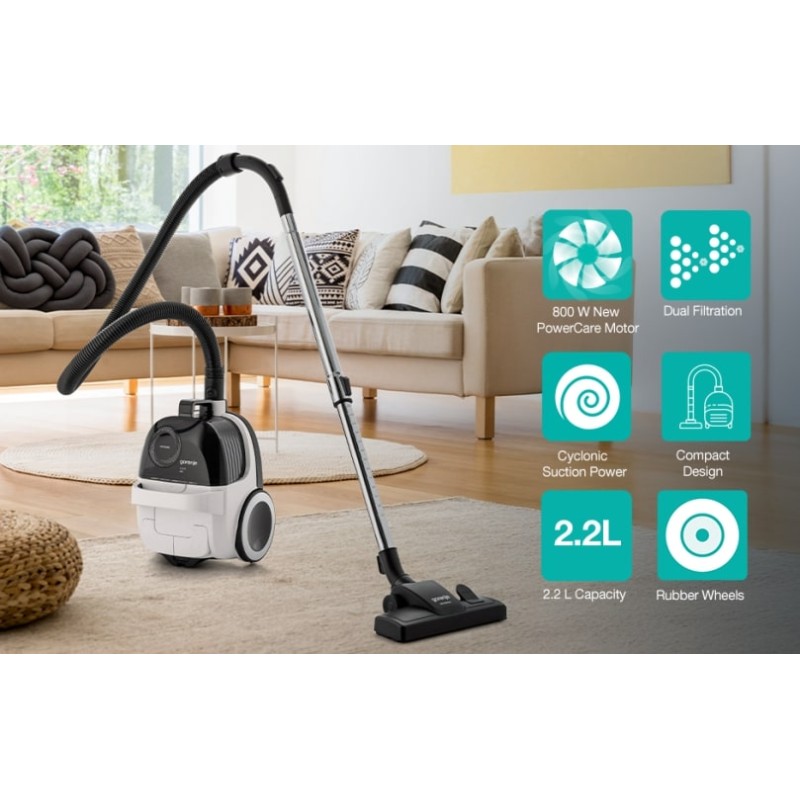 Buy Gorenje Cleaning Vacuum - VCE01G2AW - Bagless 800W 2.2L in Cyprus, Nicosia, Limassol, Larnaka, Pafos