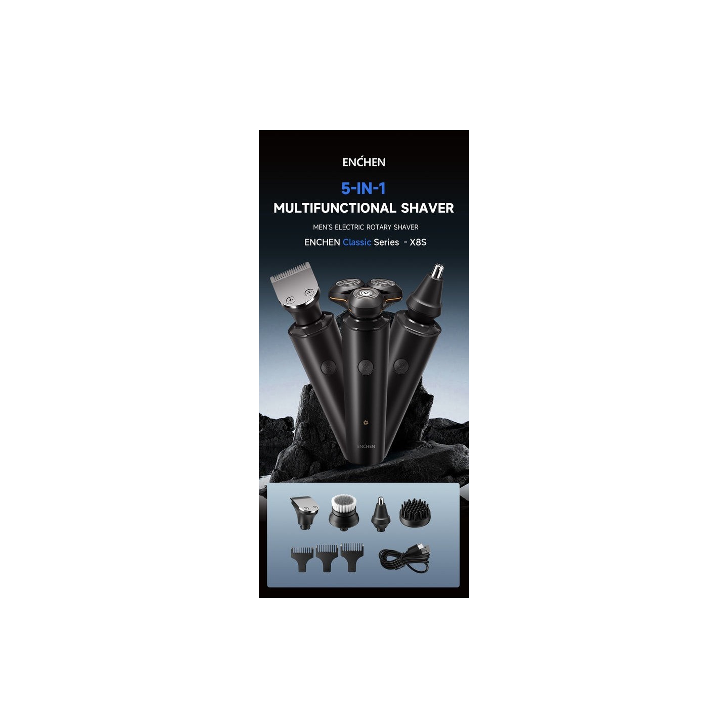 Enchen Shaver - X8S-C - 5-in-1 Grooming Kit USB-C 600mAh — Buy in Cyprus with Fast Delivery