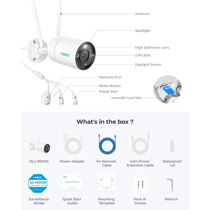 Buy Reolink WIFI Outdoor Camera - RLC-810WA - WIFI Outdoor Camera 8MP in Cyprus, Nicosia, Limassol, Larnaka, Pafos