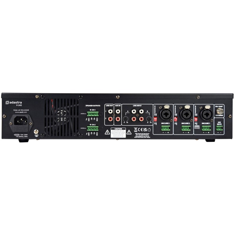 Buy Adastra V-242 100V Amplifier - 953.252UK - 2x240W FM USB SD BT in Cyprus, Nicosia, Limassol, Larnaka, Pafos