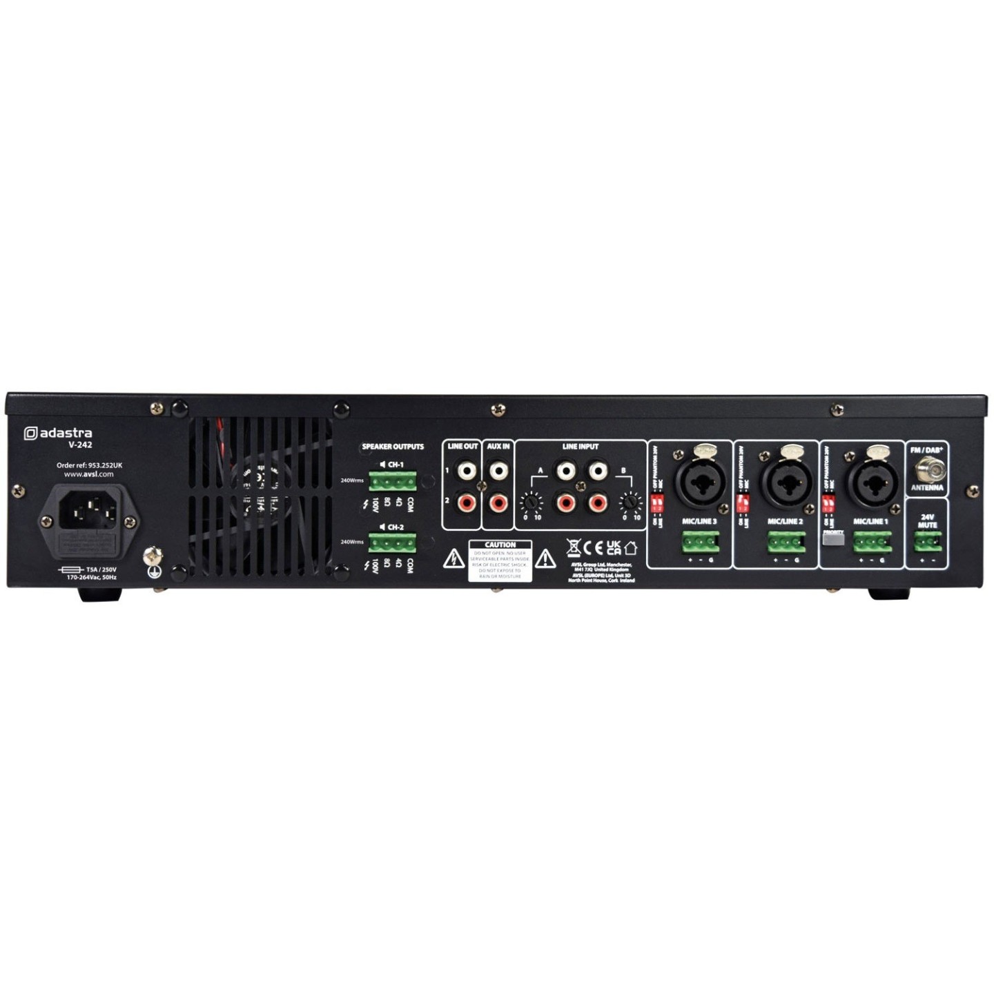 Adastra V-242 100V Amplifier - 953.252UK - 2x240W FM USB SD BT — Buy in Cyprus with Fast Delivery