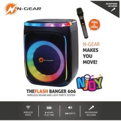 Buy N-Gear FLASHBANGER Karaoke Speaker - 606 - BT USB with 1x Wireless Microphone in Cyprus, Nicosia, Limassol, Larnaka, Pafos