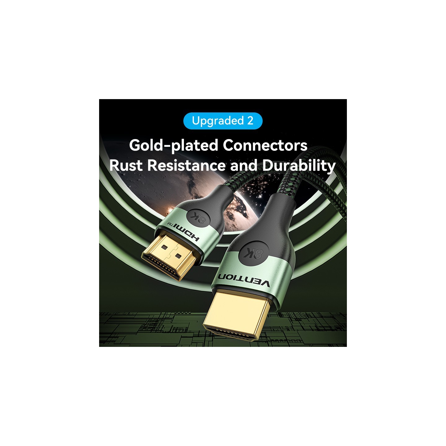 Vention HDMI Cable - ALOGI - 2.1 8K60Hz Braided Ultra Thin 3.0m — Buy in Cyprus with Fast Delivery