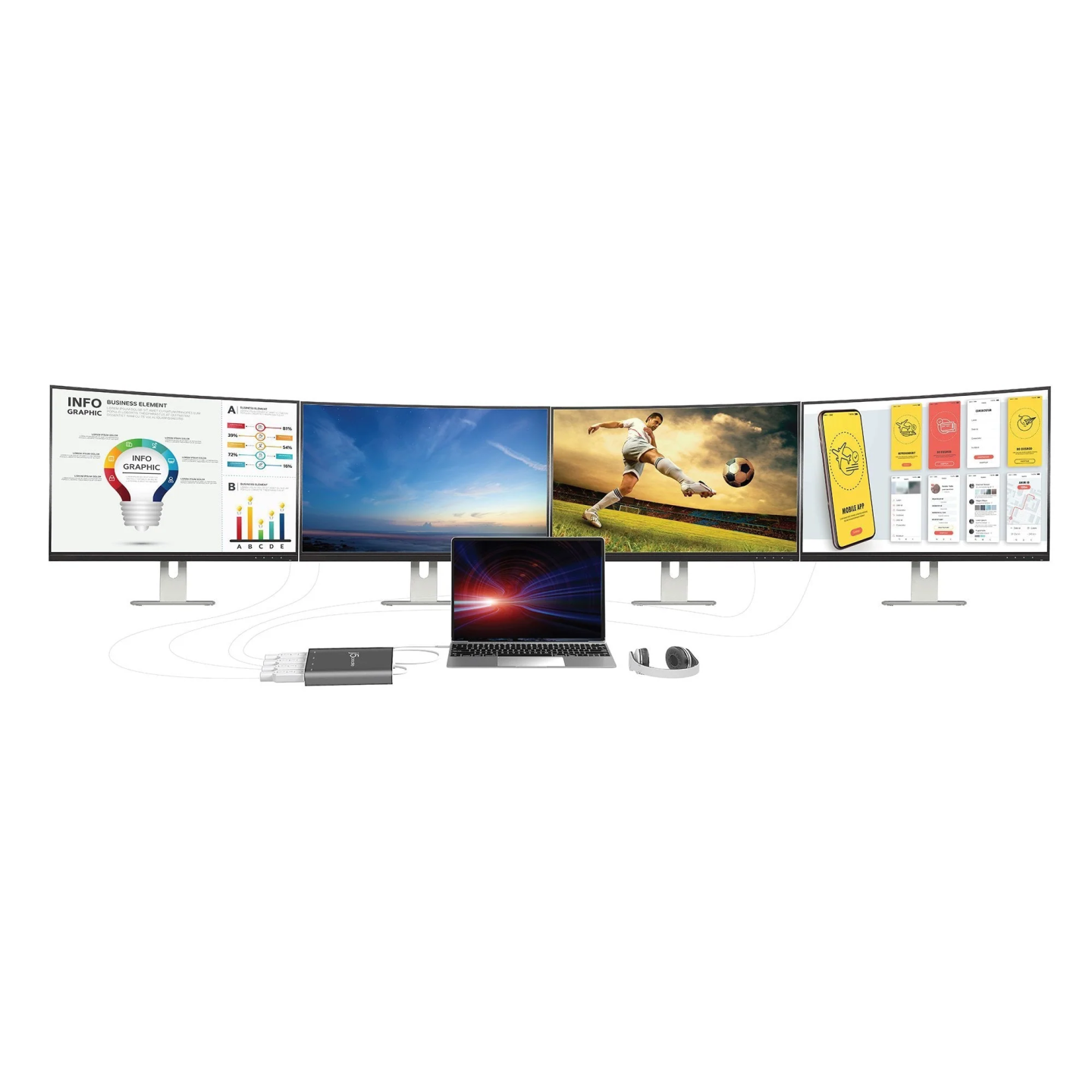 j5create Converter USB-C to 4-Port HDMI Multi-Monitor - JCA366 - Converter USB-C to 4-Port HDMI Multi-Monitor