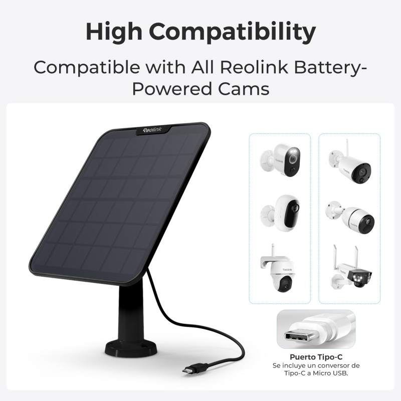 Buy Reolink BPS Solar Panel 2 for Reolink Battery Cameras - Black 6W (Type C) in Cyprus, Nicosia, Limassol, Larnaka, Pafos