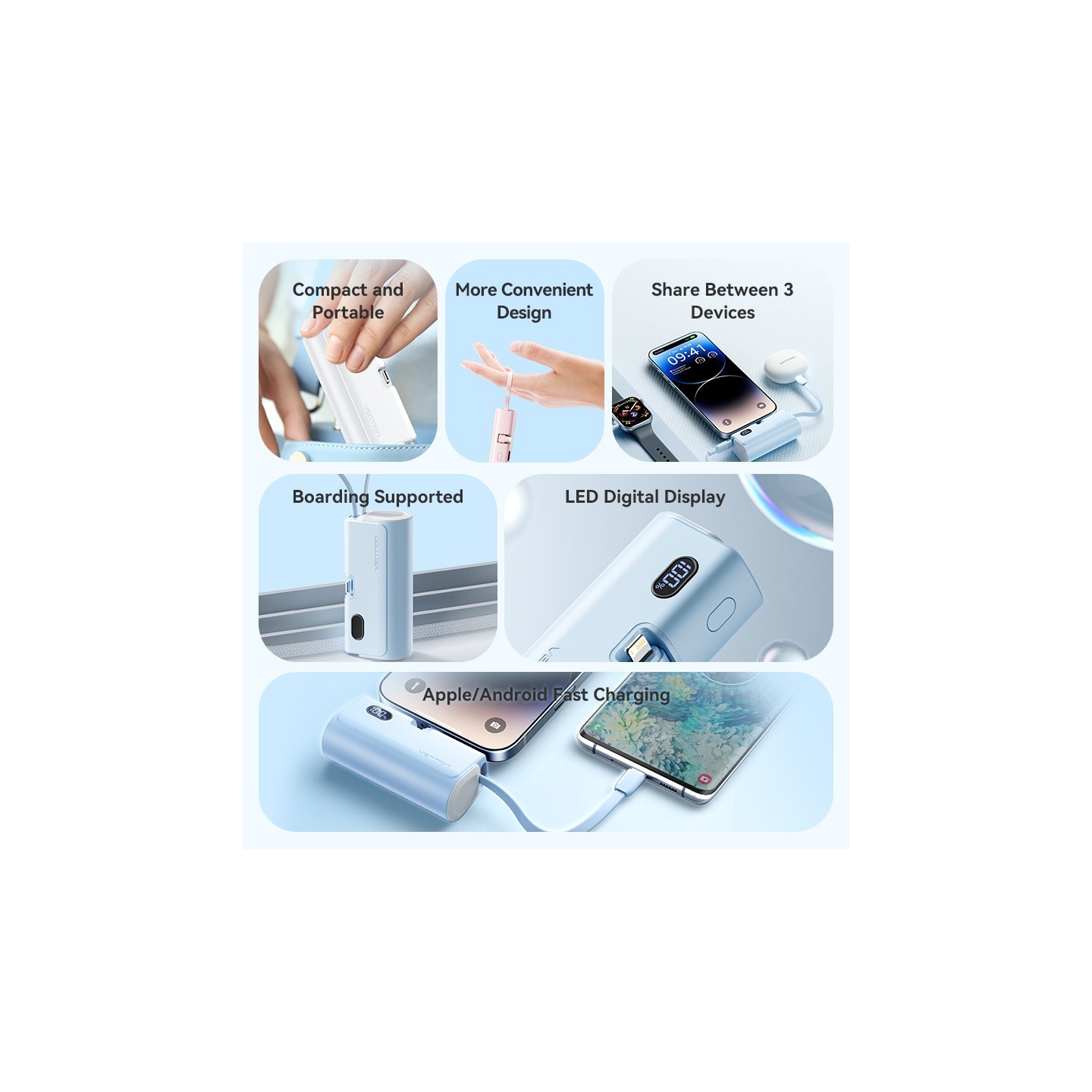 Vention Powerbank - FHRW0 - 4800mAh, 22.5W, Foldable, Lightning, White — Buy in Cyprus with Fast Delivery