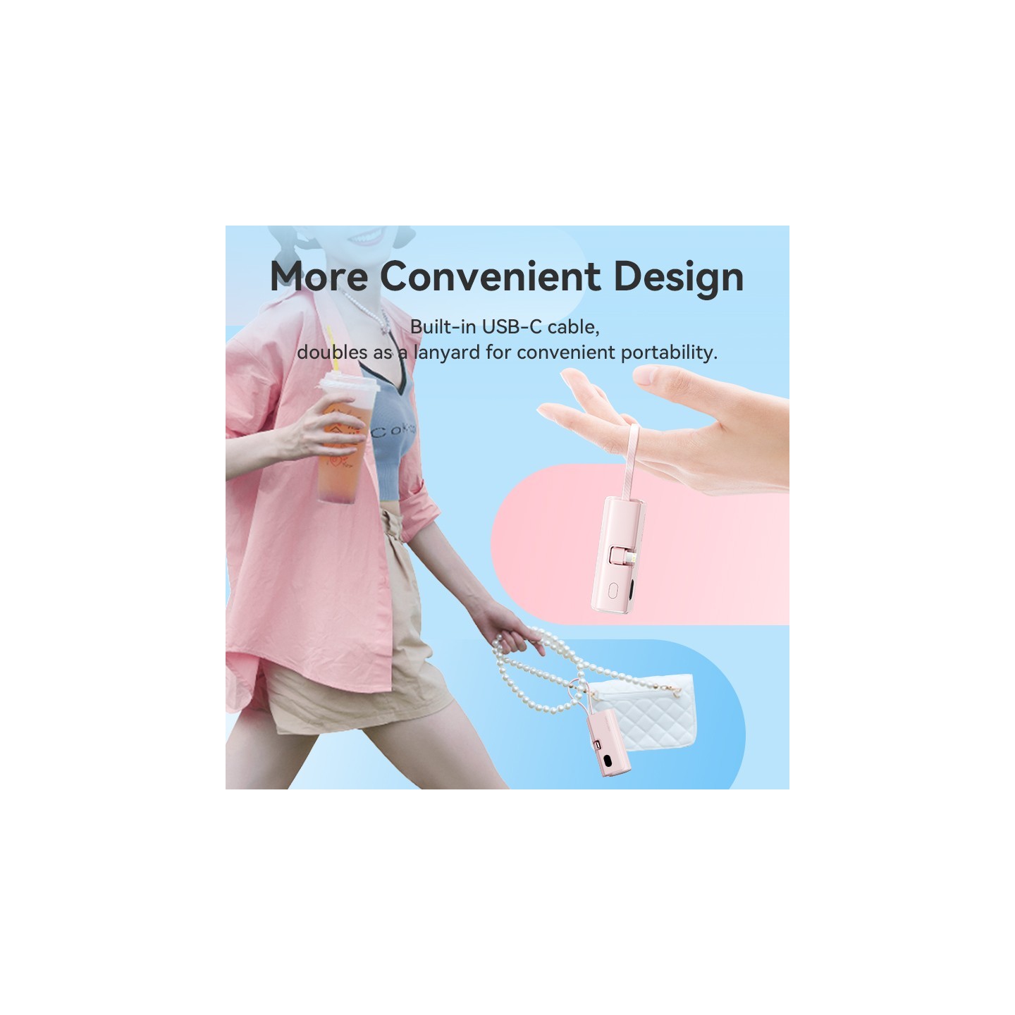 Vention Powerbank - FHRW0 - 4800mAh, 22.5W, Foldable, Lightning, White — Buy in Cyprus with Fast Delivery