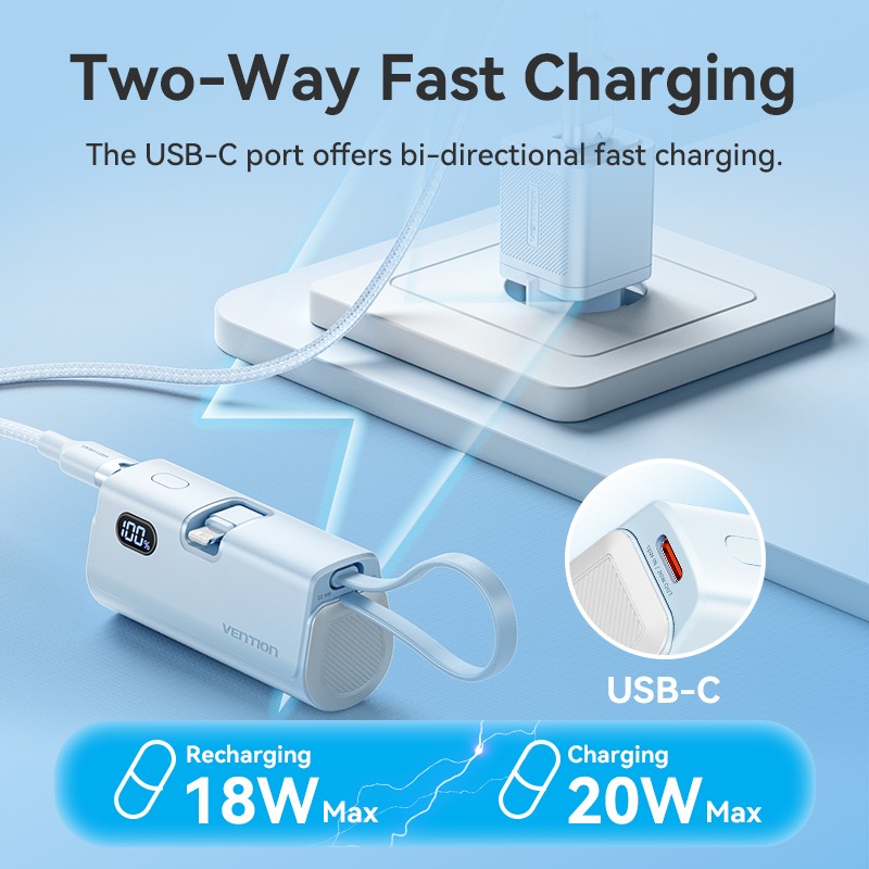 Buy Vention Powerbank - FHRW0 - 4800mAh, 22.5W, Foldable, Lightning, White in Cyprus, Nicosia, Limassol, Larnaka, Pafos