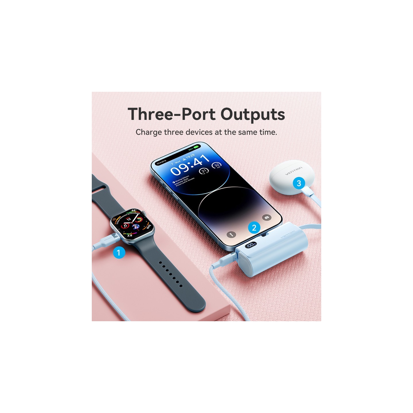 Vention Powerbank - FHRW0 - 4800mAh, 22.5W, Foldable, Lightning, White — Buy in Cyprus with Fast Delivery