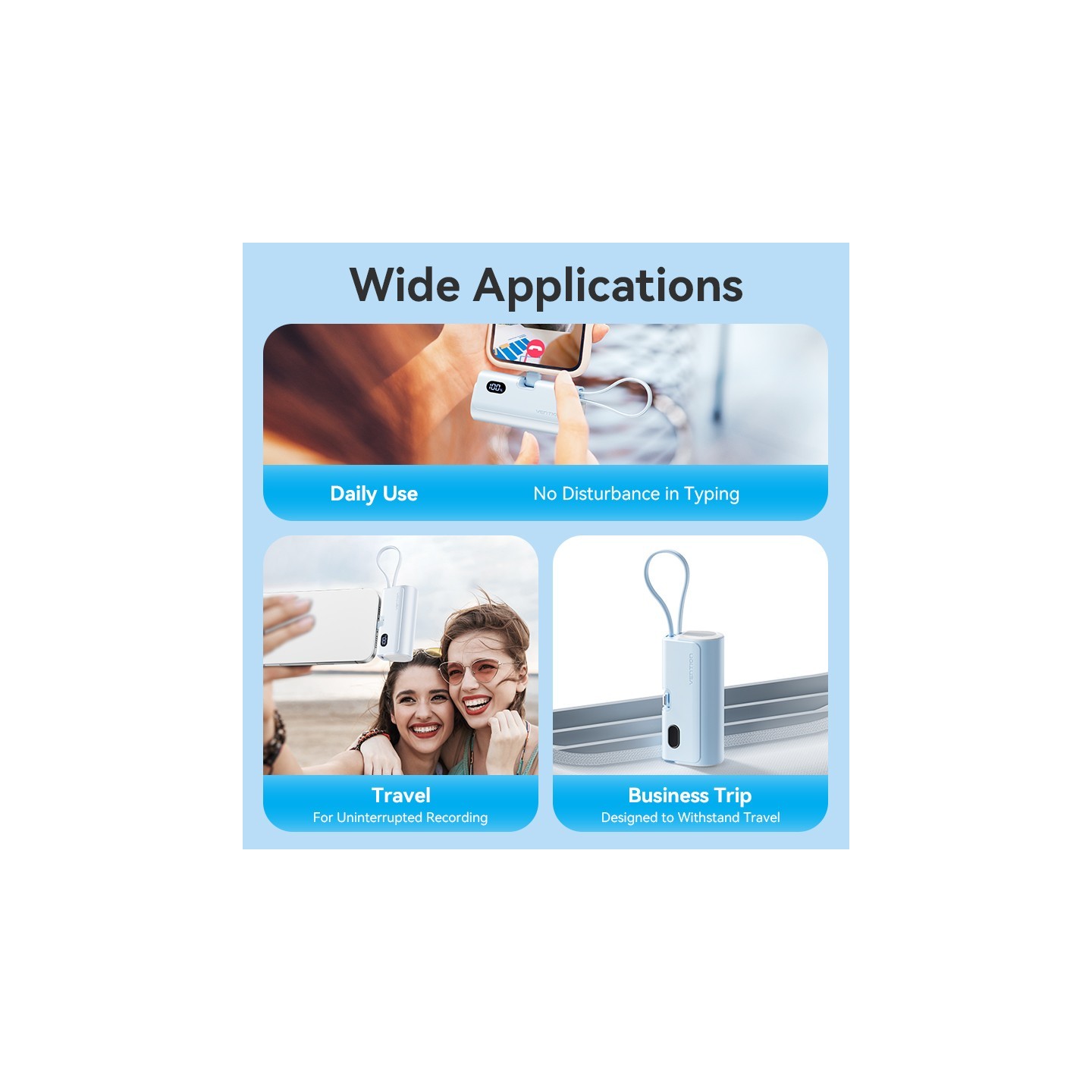 Vention Powerbank - FHRW0 - 4800mAh, 22.5W, Foldable, Lightning, White — Buy in Cyprus with Fast Delivery