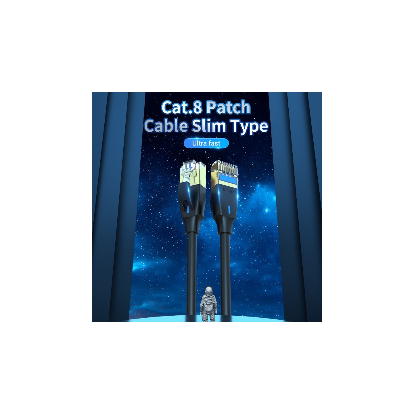 Vention NETWORK Cable CAT8 SFTP Slim 0.5m Black - IKIBD - CAT8 SFTP Slim 0.5m Black — Buy in Cyprus with Fast Delivery