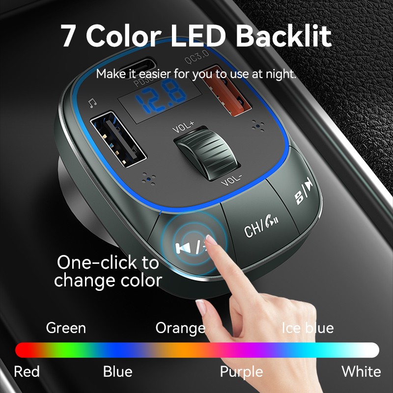 Buy Vention Car FM Transmitter, USB Music Player & Charger - FFLB0 - 3xUSB 30W 1... in Cyprus, Nicosia, Limassol, Larnaka, Pafos