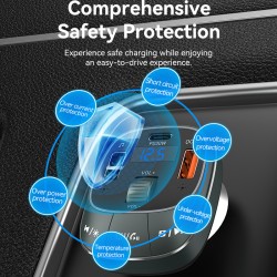 Buy Vention Car FM Transmitter, USB Music Player & Charger - FFLB0 - 3xUSB 30W 1... in Cyprus, Nicosia, Limassol, Larnaka, Pafos