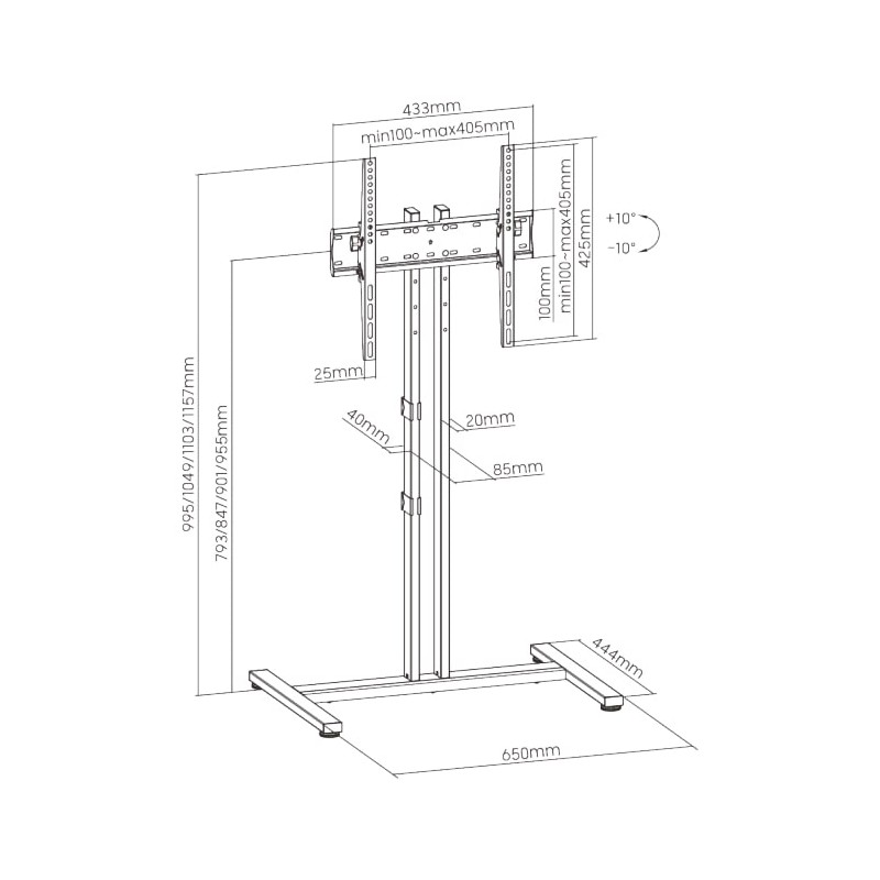 Buy Brateck TV Floorstand - FS47-44T-01 - 40x40, 96cm, 35kg in Cyprus, Nicosia, Limassol, Larnaka, Pafos