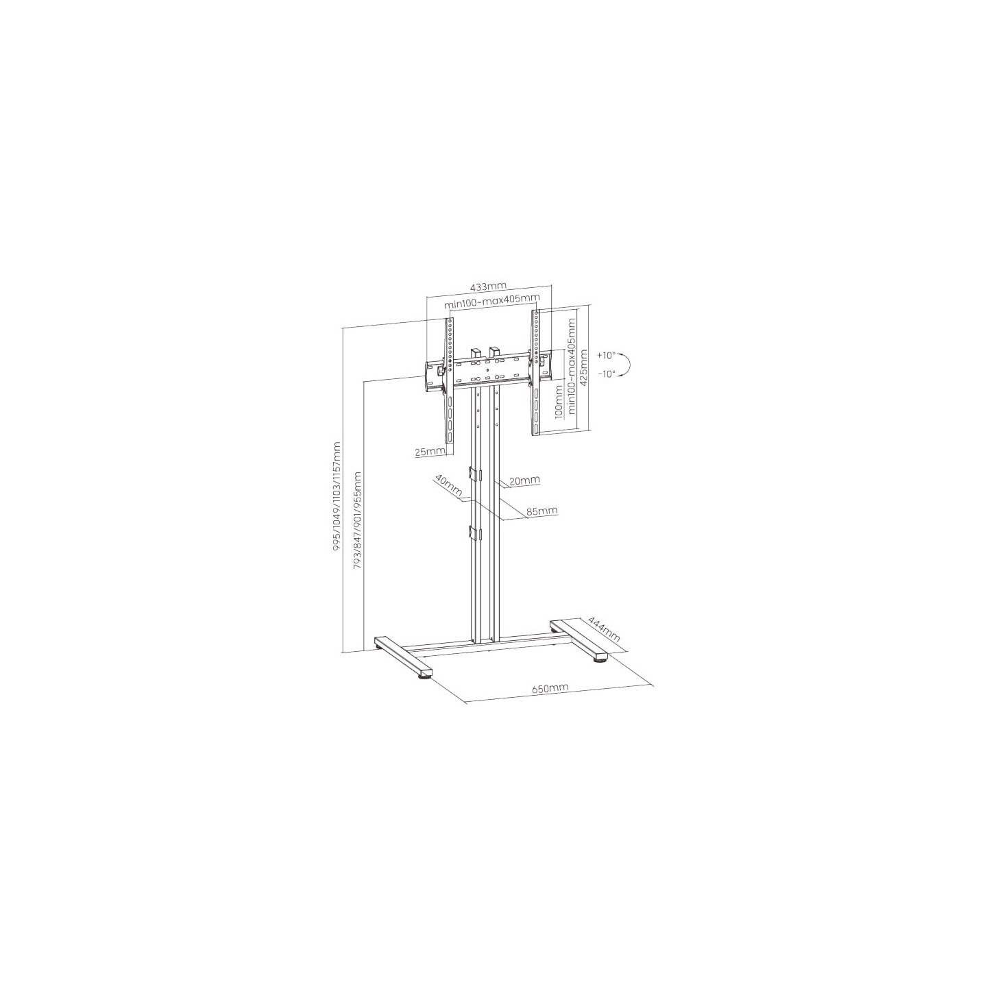 Brateck TV Floorstand - FS47-44T-01 - 40x40, 96cm, 35kg — Buy in Cyprus with Fast Delivery