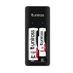 Buy Uniross USB Compact Mini Charger with 2x AA 1000 Batteries - UCU001 - USB Co... in Cyprus, Nicosia, Limassol, Larnaka, Pafos