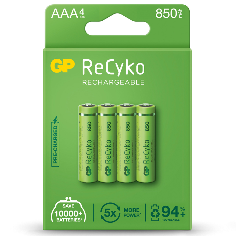 Buy GP ReCyko+ Rechargeable Batteries - AAA 850mah 4pcs in Cyprus, Nicosia, Limassol, Larnaka, Pafos