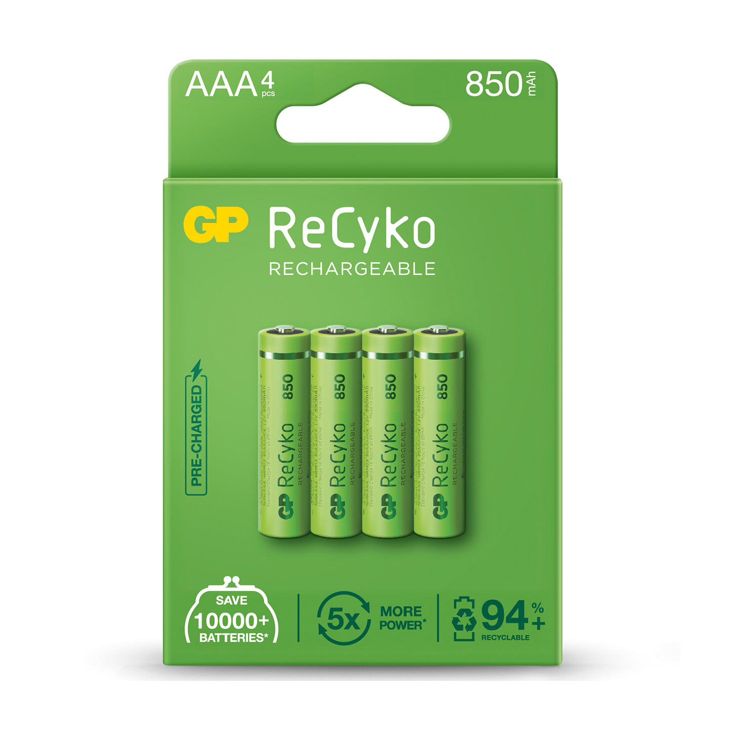 GP ReCyko+ Rechargeable Batteries - AAA 850mah 4pcs — Buy in Cyprus with Fast Delivery