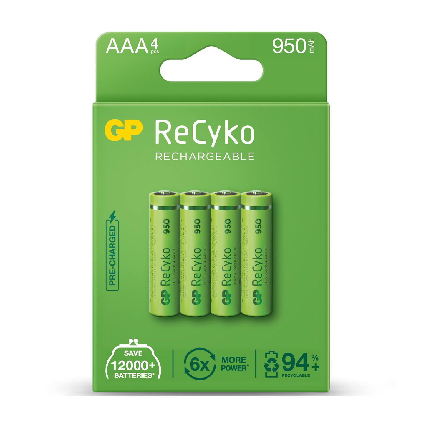 GP ReCyko+ Recharg Batteries - 656.161UK - AAA 950mah 4pcs — Buy in Cyprus with Fast Delivery