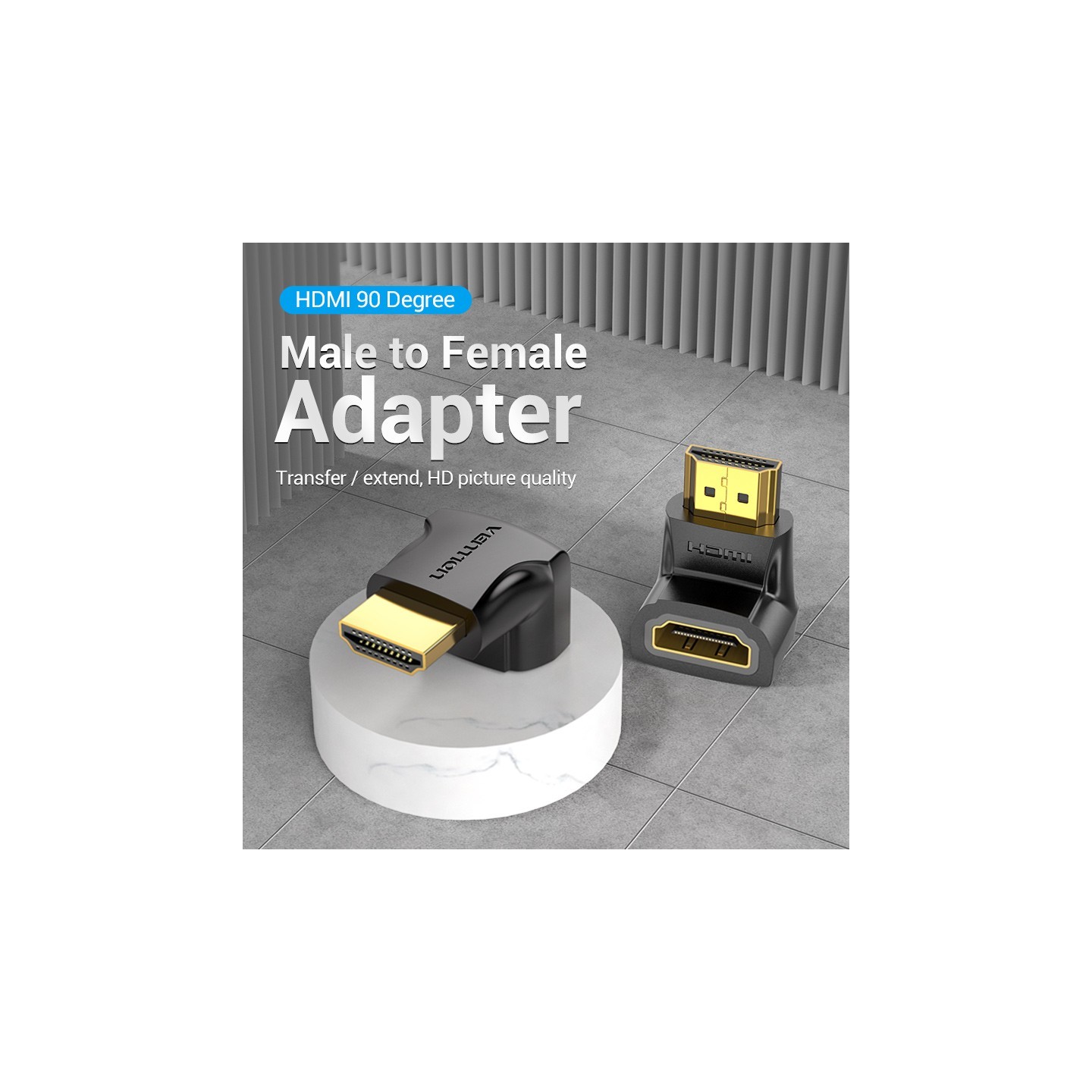 Vention HDMI Right Angle Adaptor Male to Female 90 Degree 4K60Hz AIOB0 — Buy in Cyprus with Fast Delivery