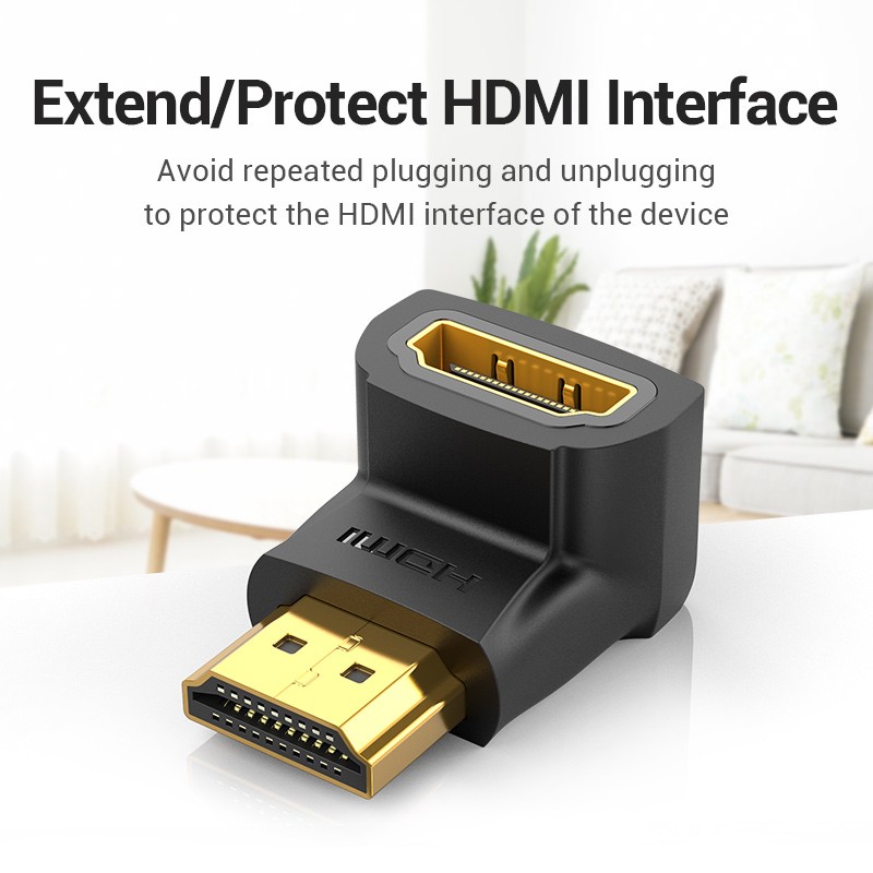 Buy Vention HDMI Right Angle Adaptor Male to Female 90 Degree 4K60Hz AIOB0 in Cyprus, Nicosia, Limassol, Larnaka, Pafos