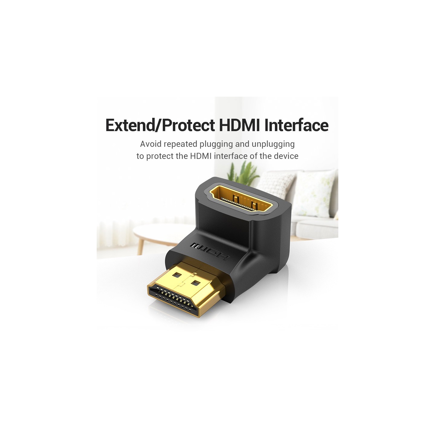 Vention HDMI Right Angle Adaptor Male to Female 90 Degree 4K60Hz AIOB0 — Buy in Cyprus with Fast Delivery