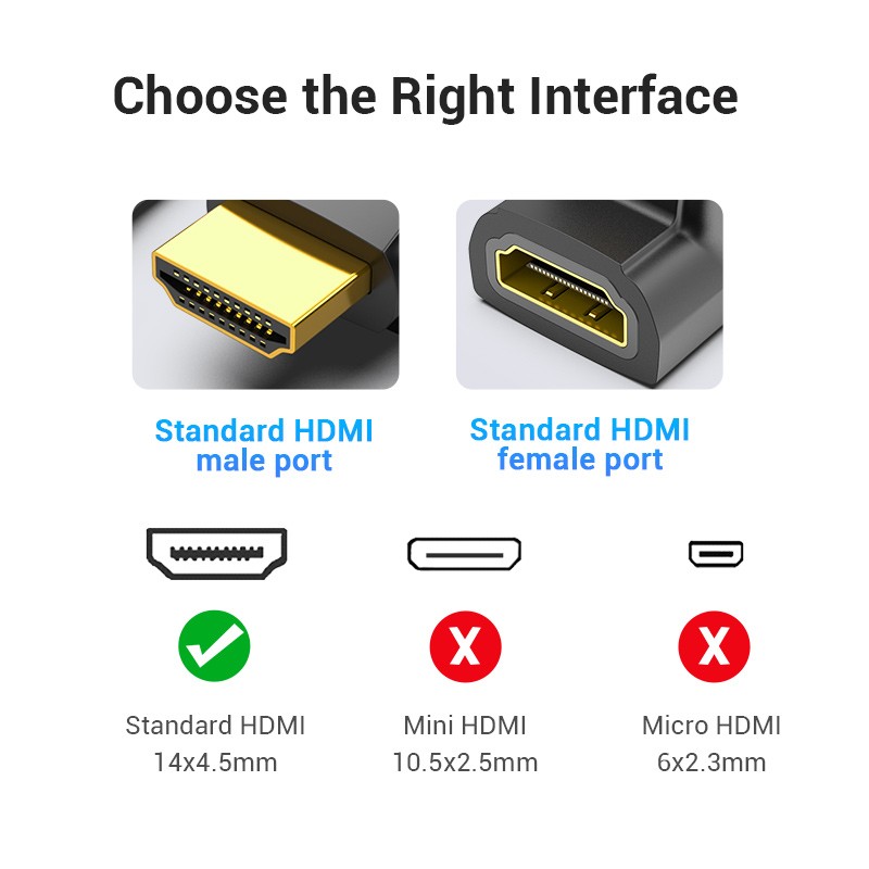 Buy Vention HDMI Right Angle Adaptor Male to Female 90 Degree 4K60Hz AIOB0 in Cyprus, Nicosia, Limassol, Larnaka, Pafos