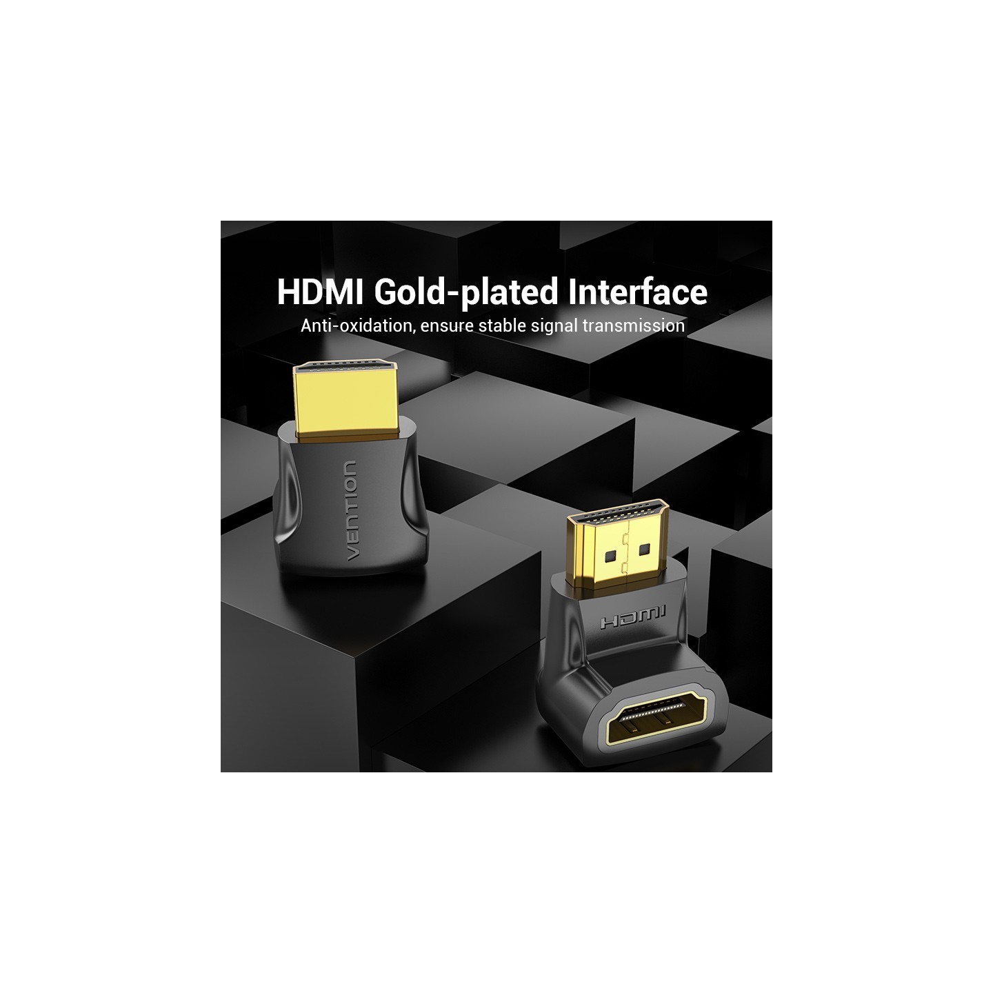 Vention HDMI Right Angle Adaptor Male to Female 90 Degree 4K60Hz AIOB0 — Buy in Cyprus with Fast Delivery