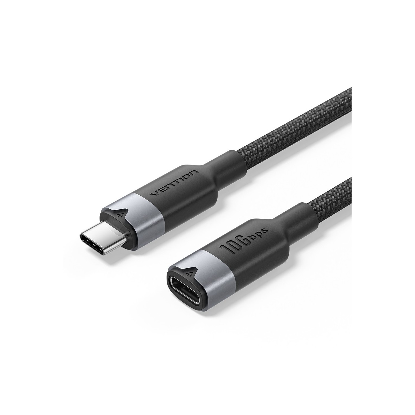 Vention USB-C 3.2 Gen2 M-F 0.5m Braided Aluminum Cable Black (Retail) — Buy in Cyprus with Fast Delivery