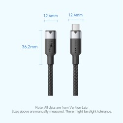 Vention USB-C 3.2 Gen2 M-F 0.5m Braided Aluminum Cable Black (Retail) — Buy in Cyprus with Fast Delivery