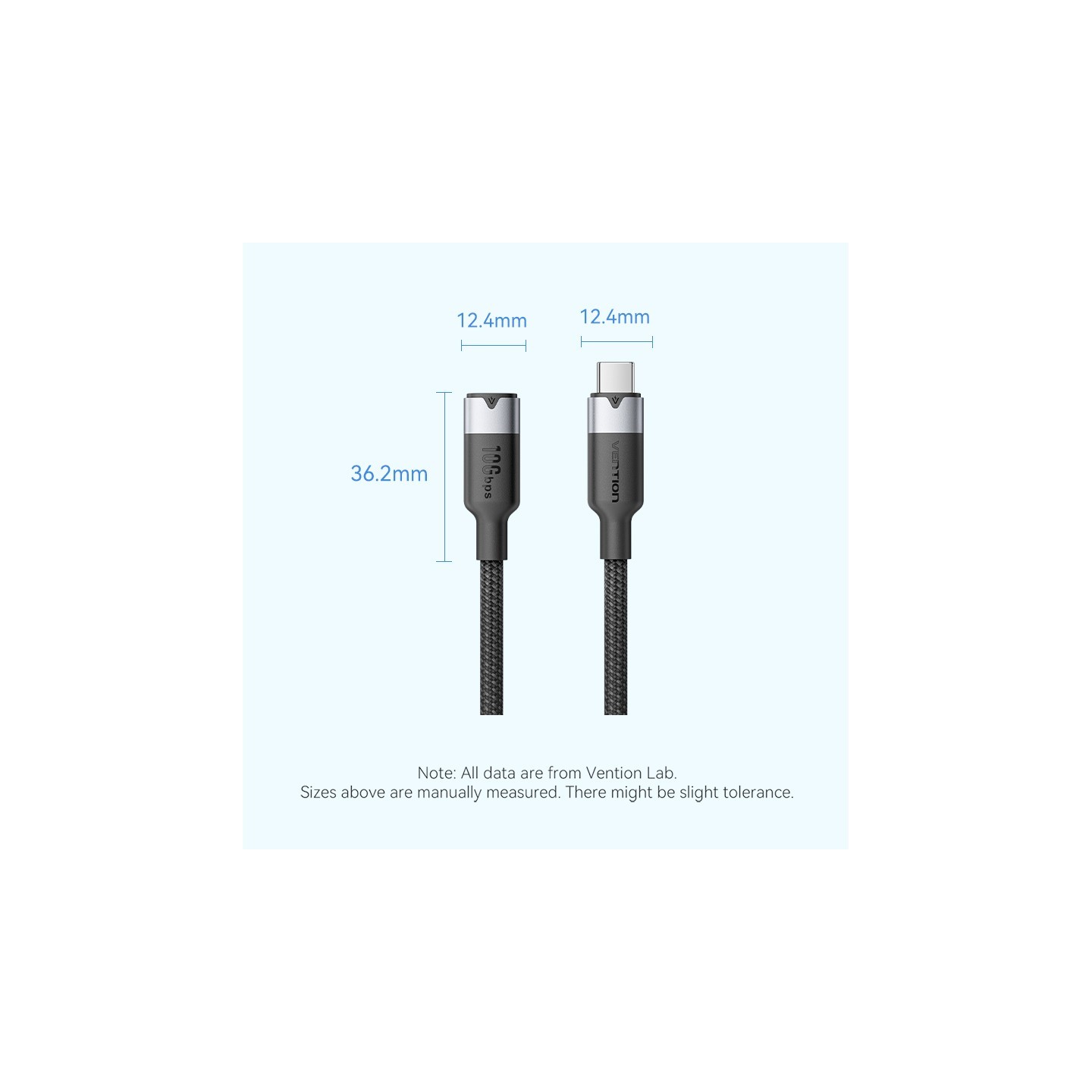 Vention USB-C 3.2 Gen2 M-F 0.5m Braided Aluminum Cable Black (Retail) — Buy in Cyprus with Fast Delivery