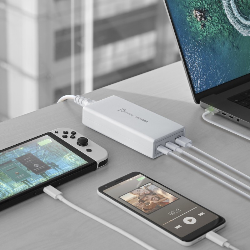 Buy j5create 185W Laptop GaN Charger PD3.1 2xUSB-C 1xUSB-A (UK Plug) JUP37185W in Cyprus, Nicosia, Limassol, Larnaka, Pafos