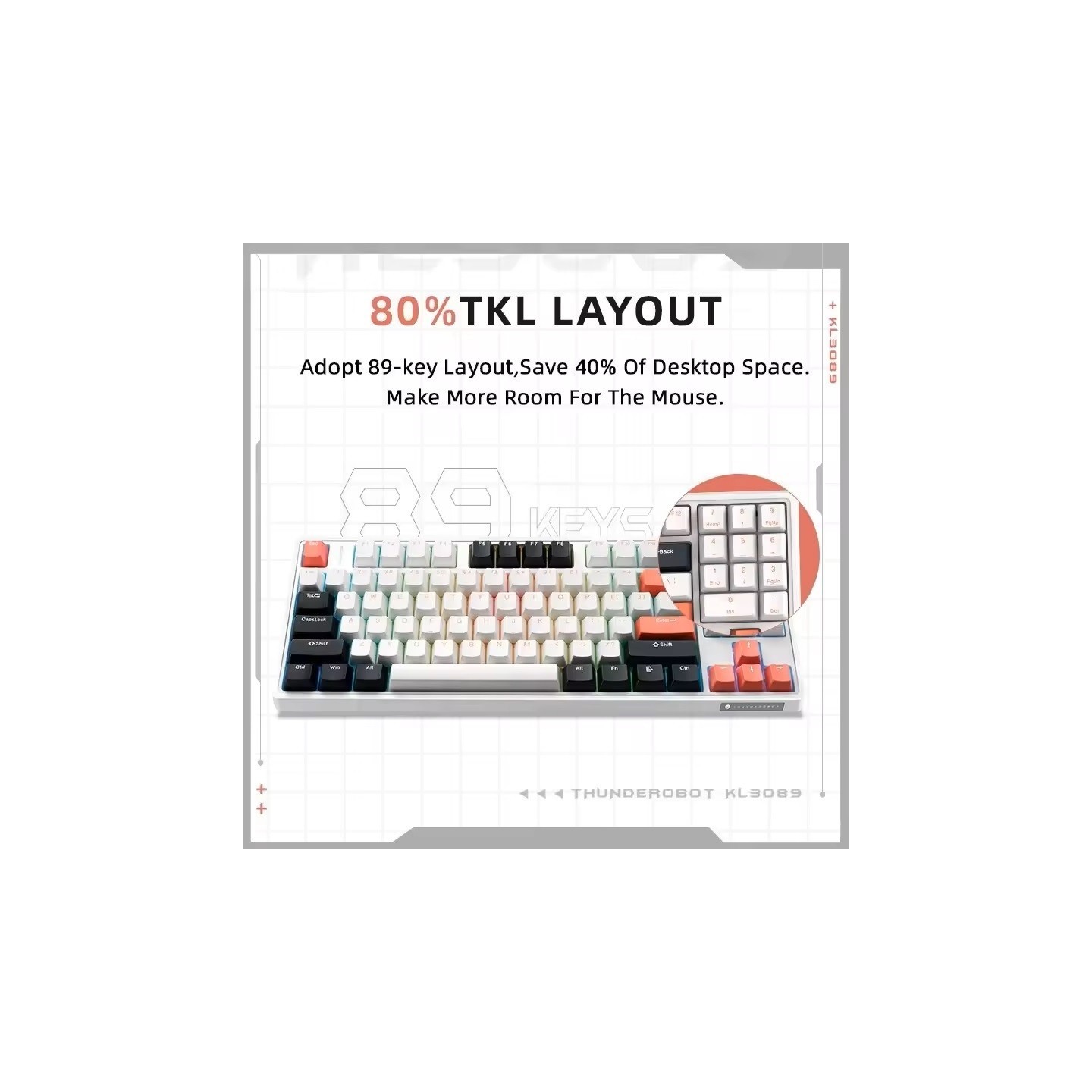Thunderobot KG3089 89-Key White Mechanical Gaming Keyboard Red Switch (Boxed) — Buy in Cyprus with Fast Delivery
