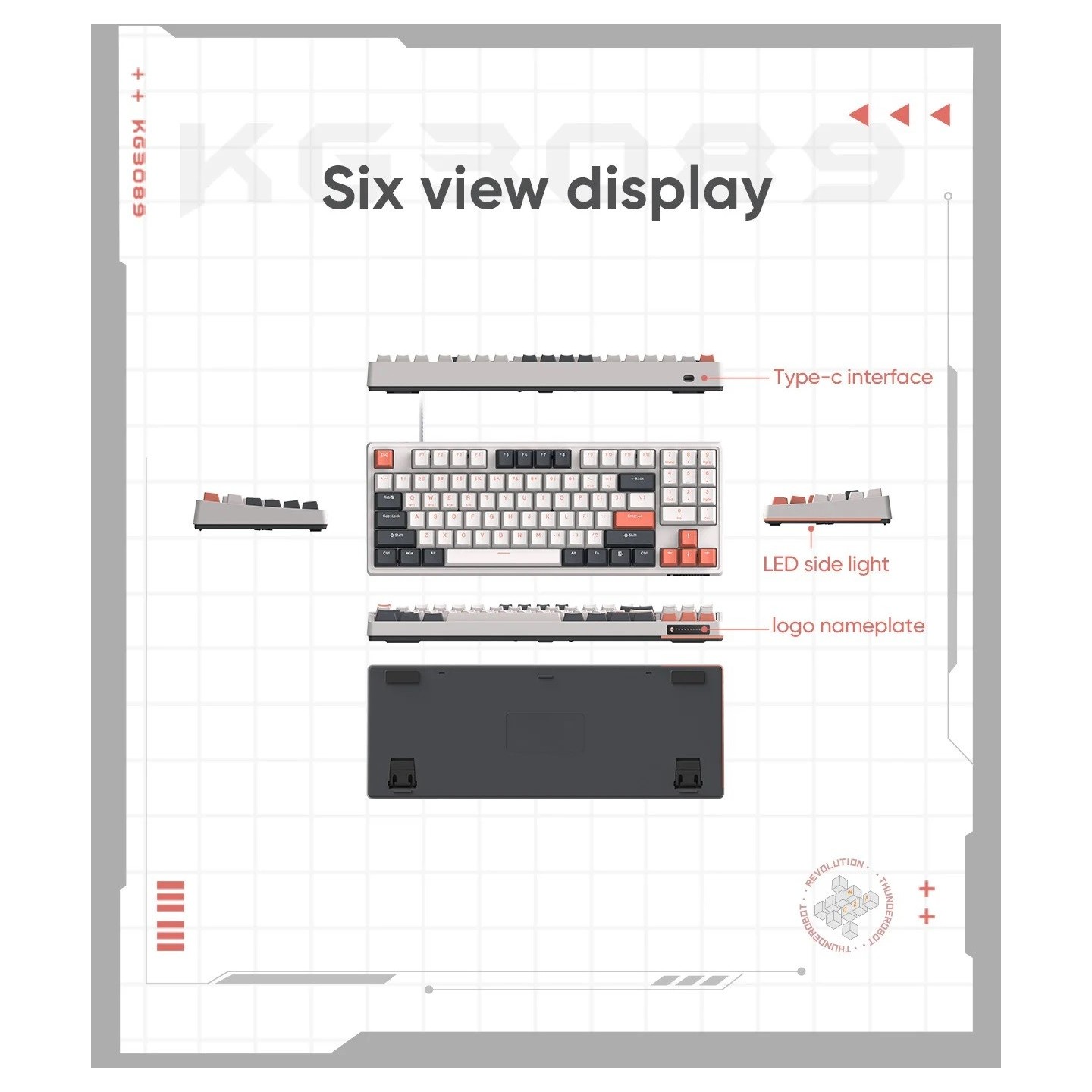 Thunderobot KG3089 89-Key White Mechanical Gaming Keyboard Red Switch (Boxed) — Buy in Cyprus with Fast Delivery