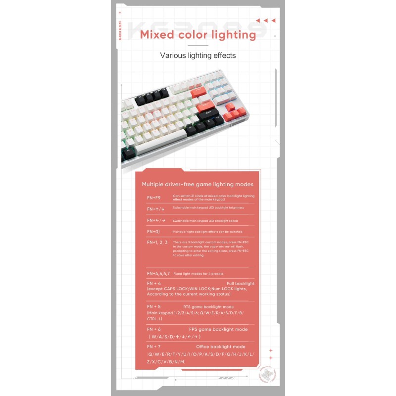 Buy Thunderobot White Mechanical Gaming Keyboard 89 Red Switch Keys - KG3089 - W... in Cyprus, Nicosia, Limassol, Larnaka, Pafos
