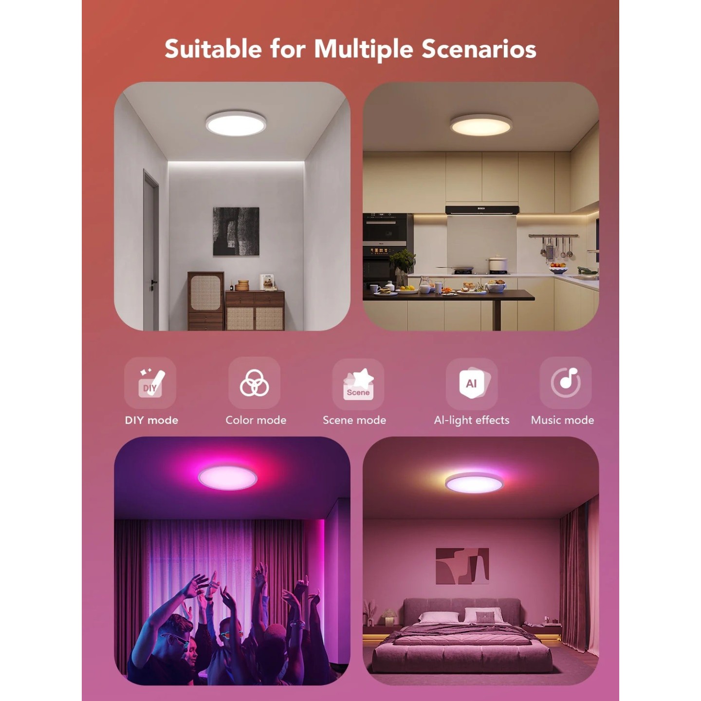 Govee Lamp Ceiling Smart LED 12inch Round Light RGBWW + RGBIC H80A1C01 — Buy in Cyprus with Fast Delivery