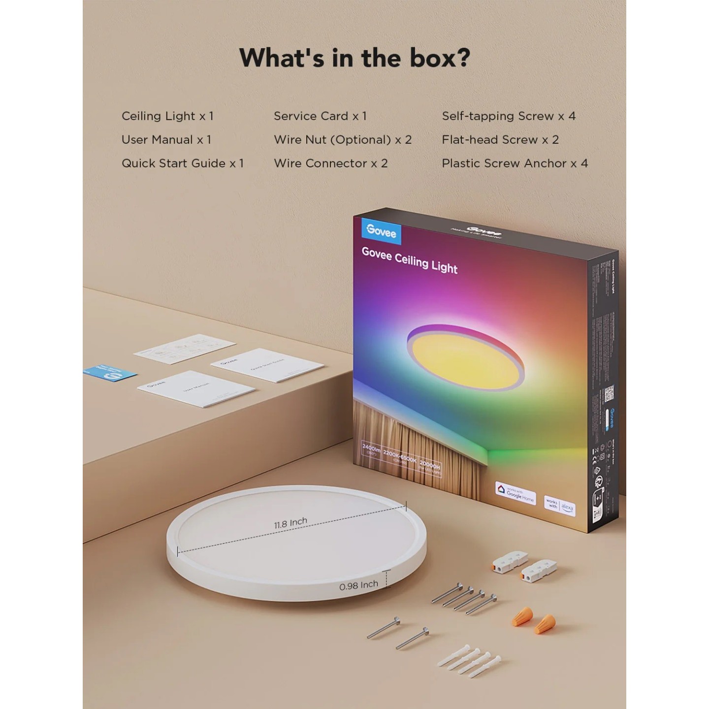 Govee Lamp Ceiling Smart LED 12inch Round Light RGBWW + RGBIC H80A1C01 — Buy in Cyprus with Fast Delivery