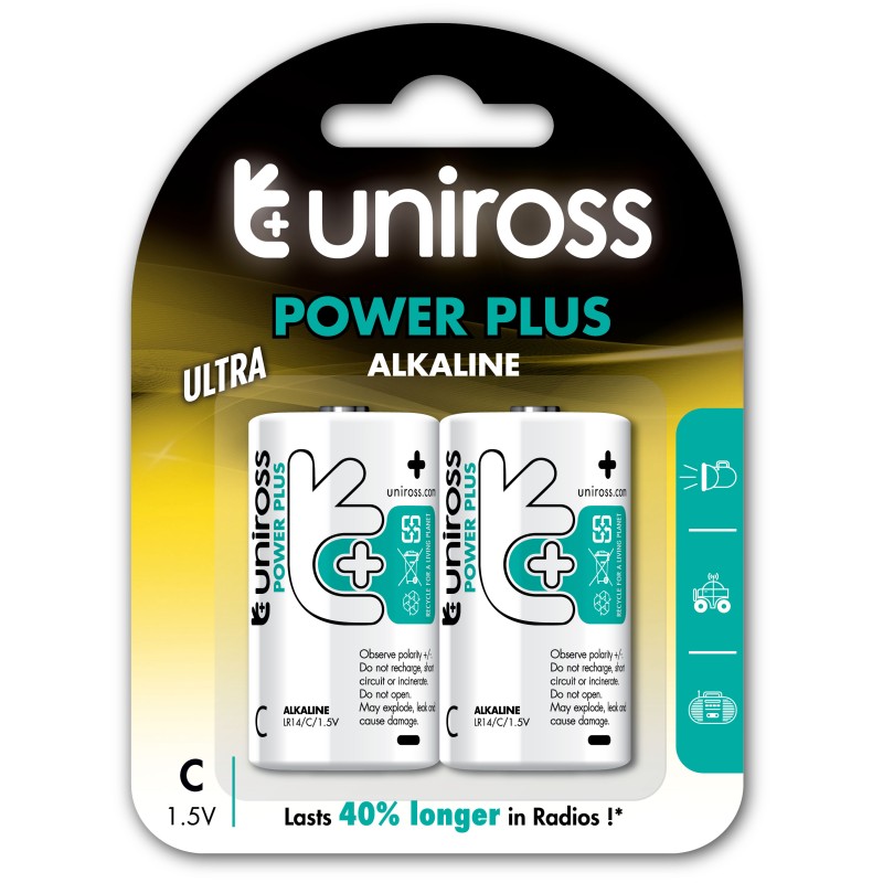 Buy Uniross C Power Plus Alkaline Batteries - 2 Pcs in Cyprus, Nicosia, Limassol, Larnaka, Pafos