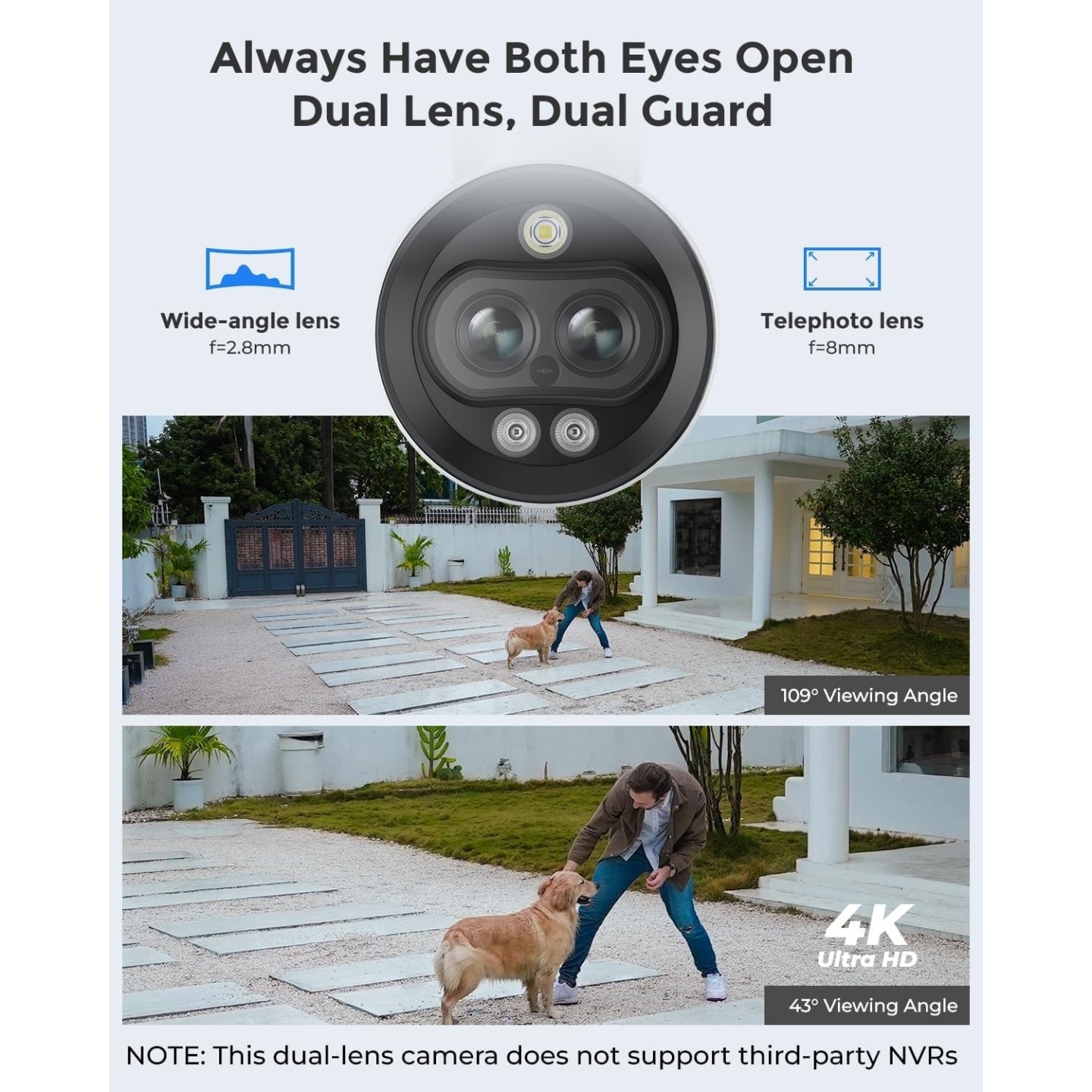 Reolink IP Bullet Spotlight Camera - RLC-81MA - (P330M) 8MP POE IP Bullet Spotlight Camera Dual Wide Angle & Telephoto Lens