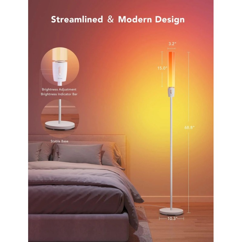 Buy Govee Lamp Floor Smart RGBICWW - H6078 - Cylinder Floor Lamp in Cyprus, Nicosia, Limassol, Larnaka, Pafos