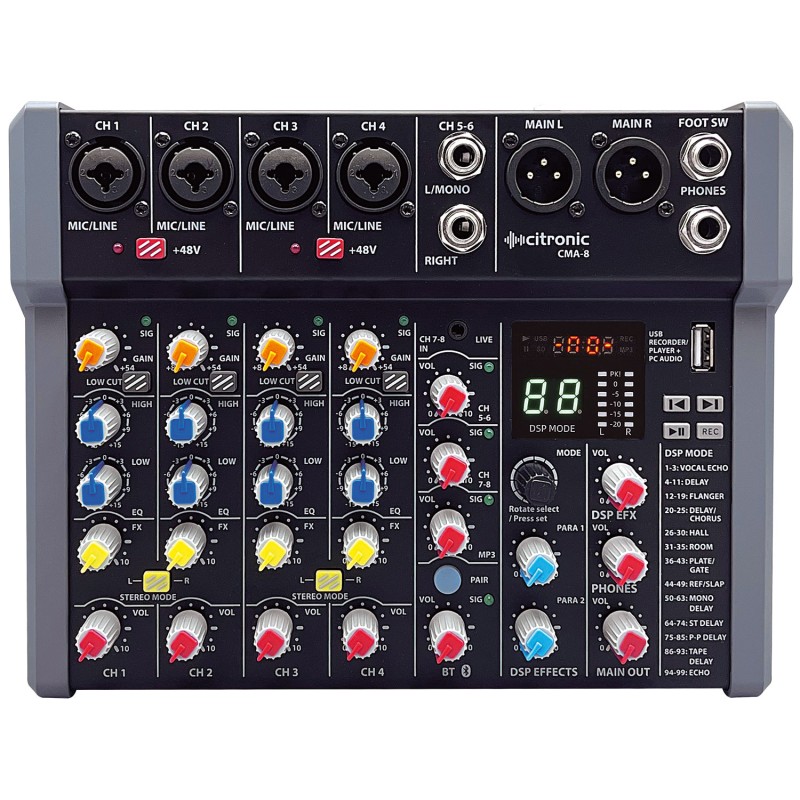 Buy Citronic 6ch Mixer with DSP BT PC USB Play-Rec 170.864UK - CMA-8 - 6ch Mixer... in Cyprus, Nicosia, Limassol, Larnaka, Pafos