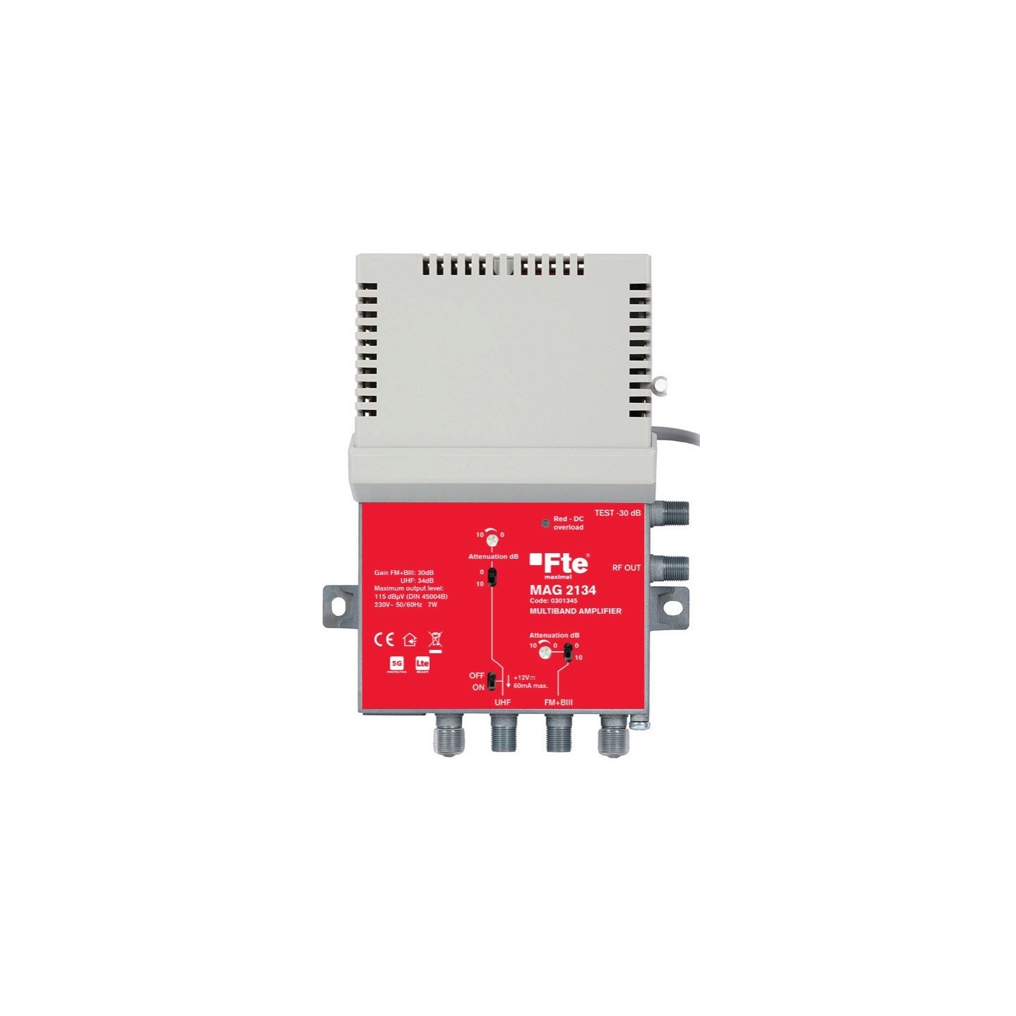 FTE Multiband Amplifier - MAG2134 - 1xUHF VHF FM 34dB Gain 115dB Max Output — Buy in Cyprus with Fast Delivery