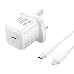 Buy Vention Charger Wall GaN 20W - FEPW0 - 1xUSBC UK+Lightning Cable White in Cyprus, Nicosia, Limassol, Larnaka, Pafos