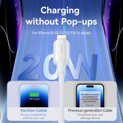 Buy Vention Charger Wall GaN 20W - FEPW0 - 1xUSBC UK+Lightning Cable White in Cyprus, Nicosia, Limassol, Larnaka, Pafos