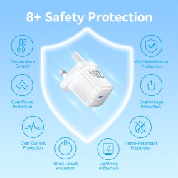 Buy Vention Charger Wall GaN 20W - FEPW0 - 1xUSBC UK+Lightning Cable White in Cyprus, Nicosia, Limassol, Larnaka, Pafos