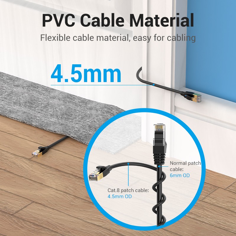 Buy Vention NETWORK Cable - IKIBF - CAT8 SFTP Slim 1.0m Black in Cyprus, Nicosia, Limassol, Larnaka, Pafos