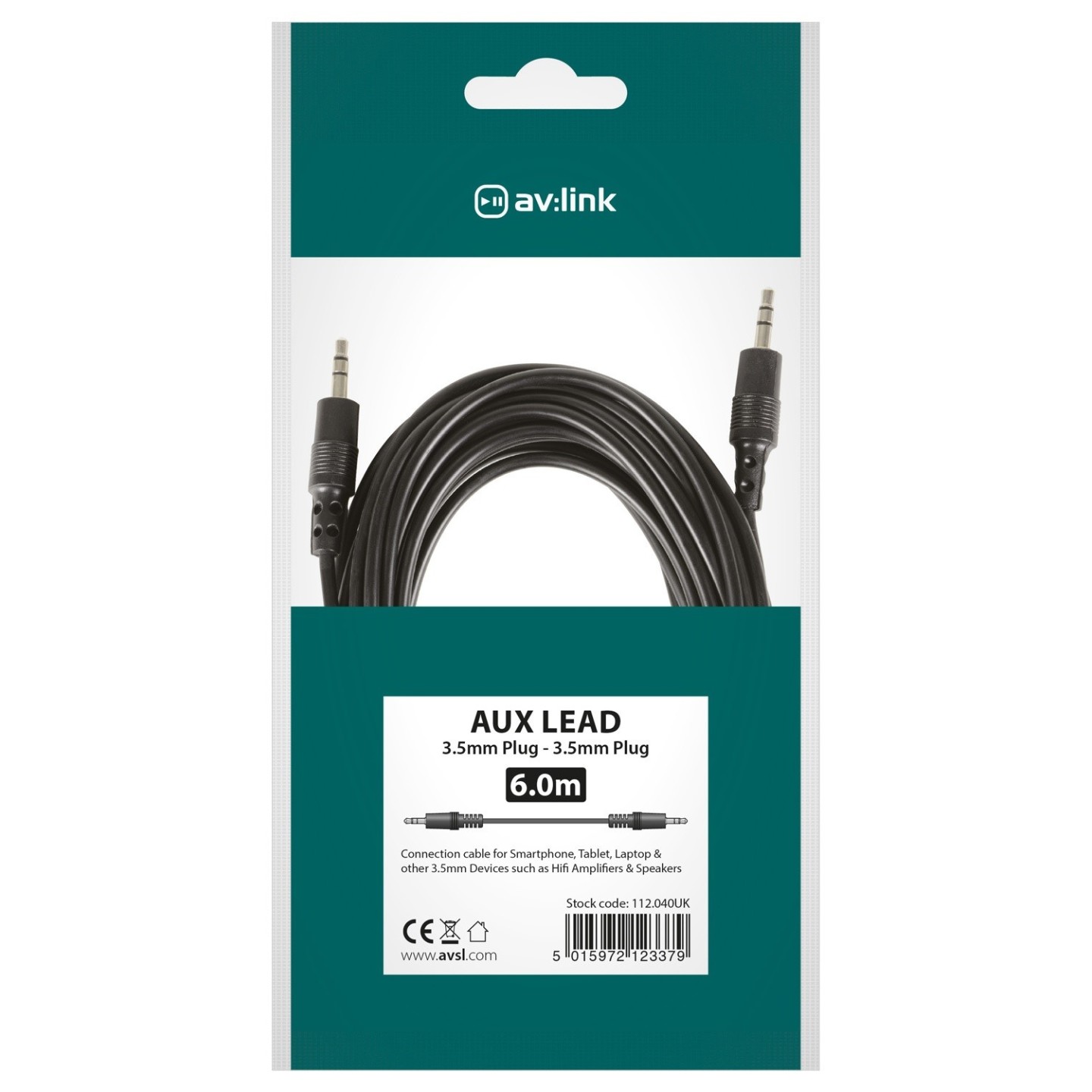 AV:link 3.5mm to 3.5mm Stereo 6.0m - 112.040UK - 3.5mm to 3.5mm Stereo 6.0m — Buy in Cyprus with Fast Delivery