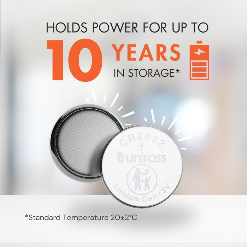 Buy Uniross Lithium-Button Cell - CR2032HP - High Power 5-Pack in Cyprus, Nicosia, Limassol, Larnaka, Pafos